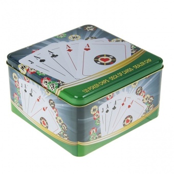 Набор для покера: 120 фишек с номиналом в жестяном боксе