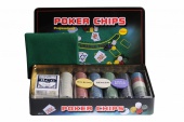 Набор для покера: 300 фишек с номиналом в жестяном боксе