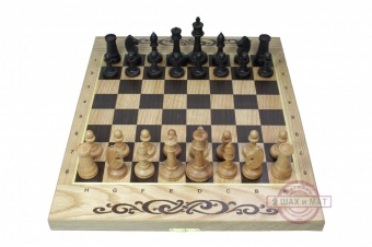3 в 1: шахматы, нарды, шашки Дубовые (40) с буковыми фигурами 